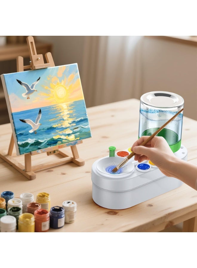 OSHIMA 2026 Upgraded Paint Brush Cleaner Tool, Brush Paint Cleaner with Drain & Holder 3-in-1 Water Circulation Cleaning Station, Portable Water Circulation Paint Brushs Washer Tool for Kids Adults - Image 3